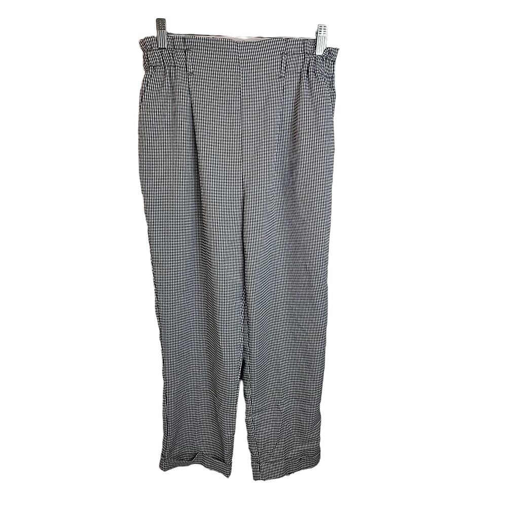 Sienna Sky Black Gingham‎ High Rise Cuffed Hem Paperbag Pants Women's Size Large
